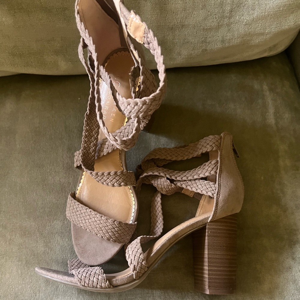 Braided Tan Women's Heeled Sandals